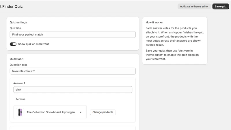 QuizMatch Product quiz builder