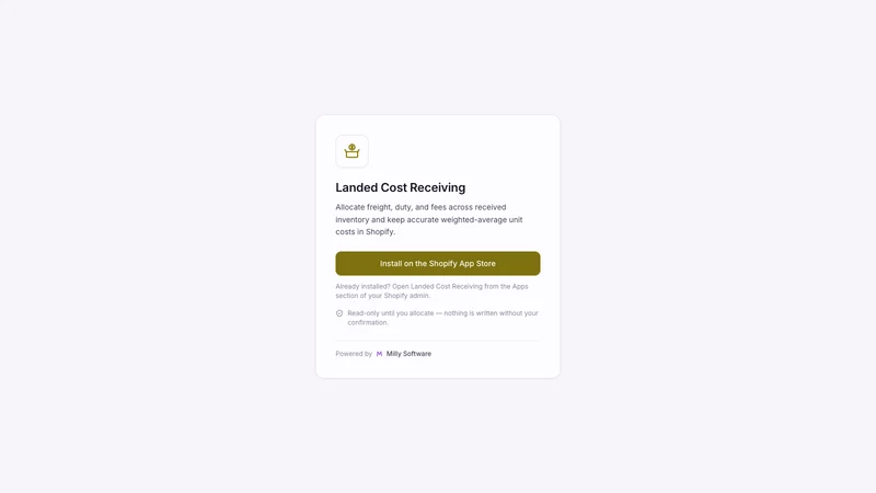 Landed Cost Receiving