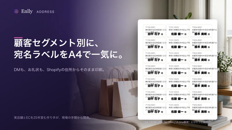 宛名ラベル印刷｜住所ラベルをA4に一括出力