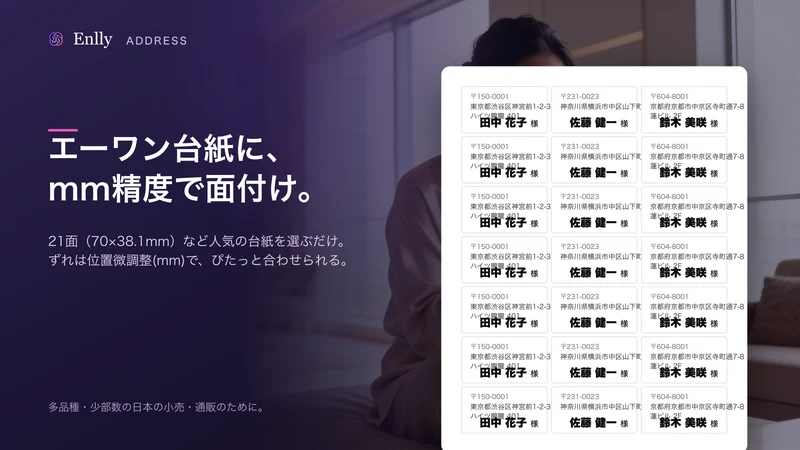 宛名ラベル印刷｜住所ラベルをA4に一括出力