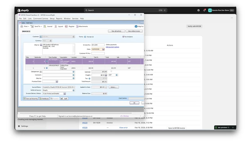 InSyncer for MYOB AccountRight