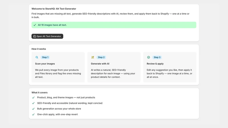 StoreHQ: AI Alt Text Generator