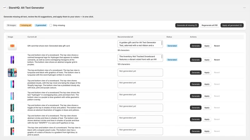 StoreHQ: AI Alt Text Generator