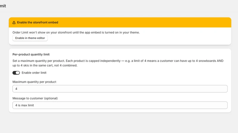 Order Limits Quantity Breaks