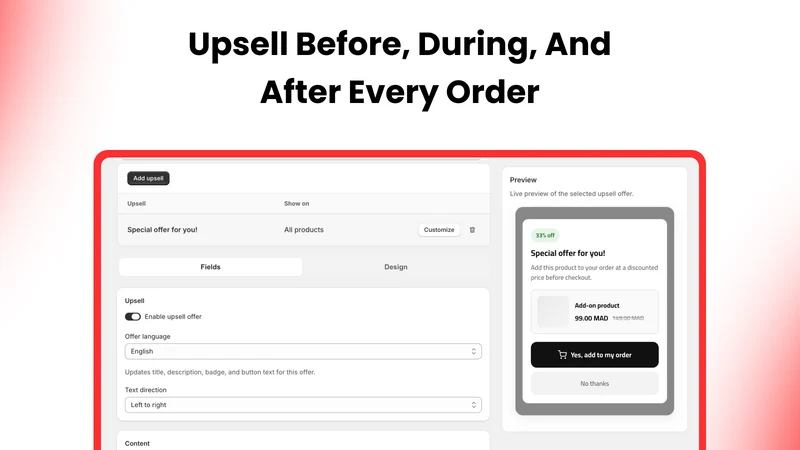Wasla COD Form & FREE Upsells