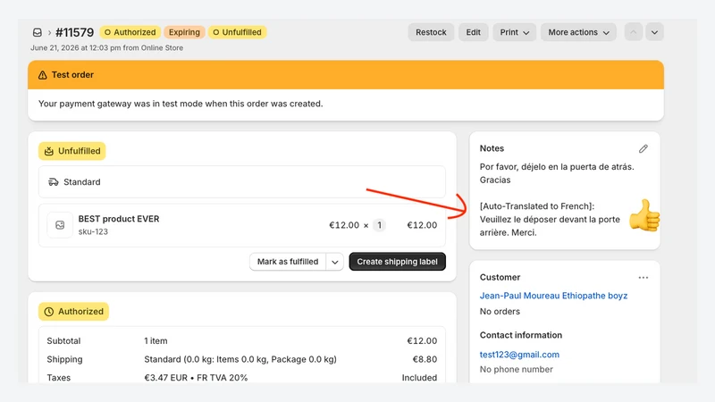 Translate Checkout Notes Flux