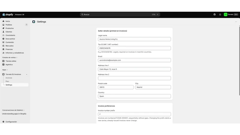 Tarvela — EU Invoices
