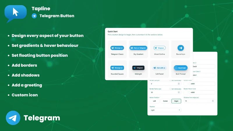 Tapline: Telegram Button