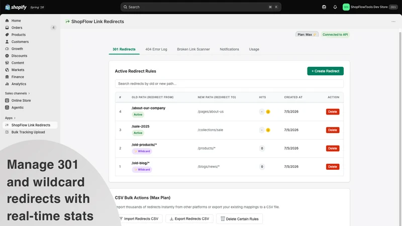 ShopFlow Link Redirects