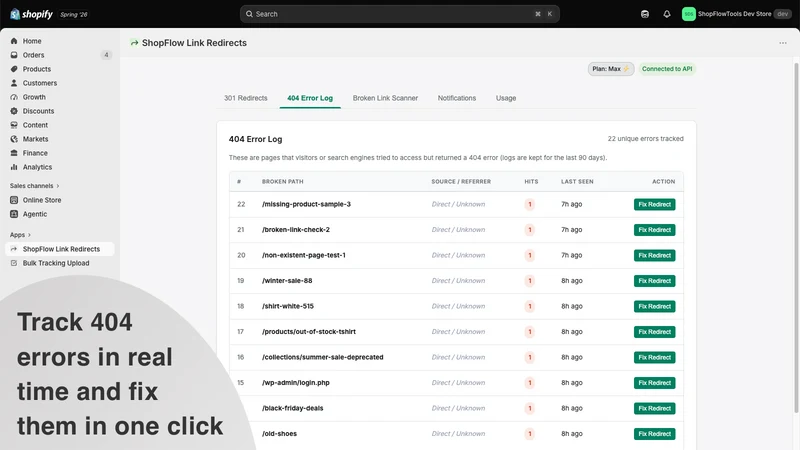 ShopFlow Link Redirects