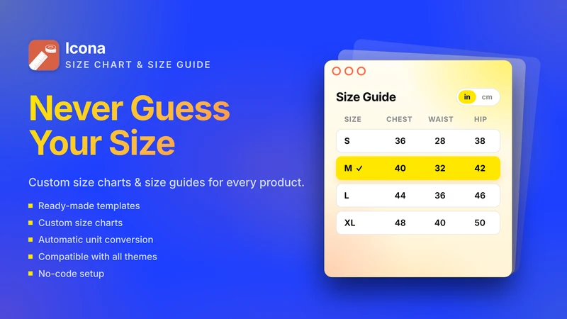 Icona Size Chart & Recommender