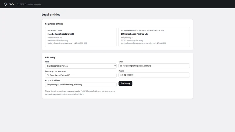 Safix ‑ GPSR Compliance AI