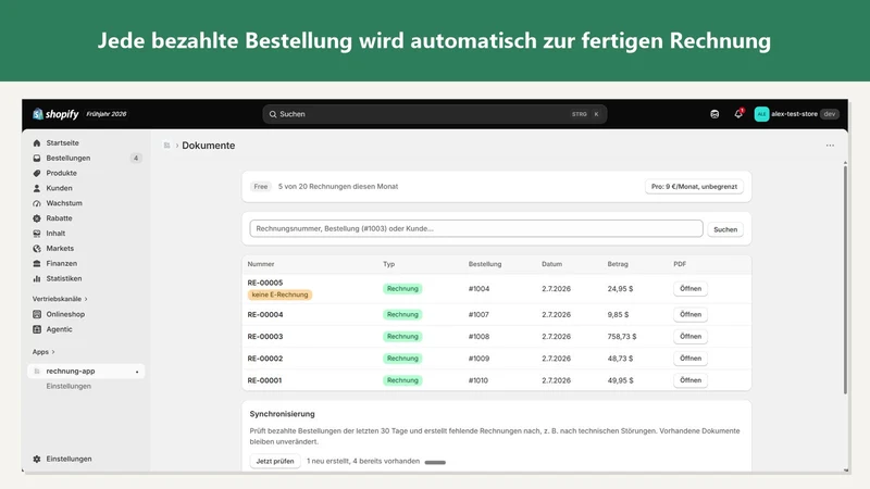 Buchfink: E‑Rechnung & Storno