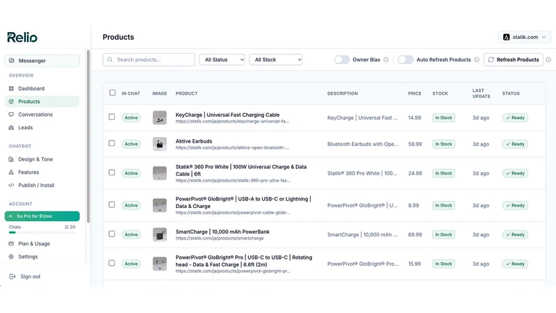 Relio: AI Chatbot & Sales Chat