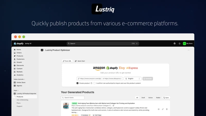 Lustriq: AI Product Importer