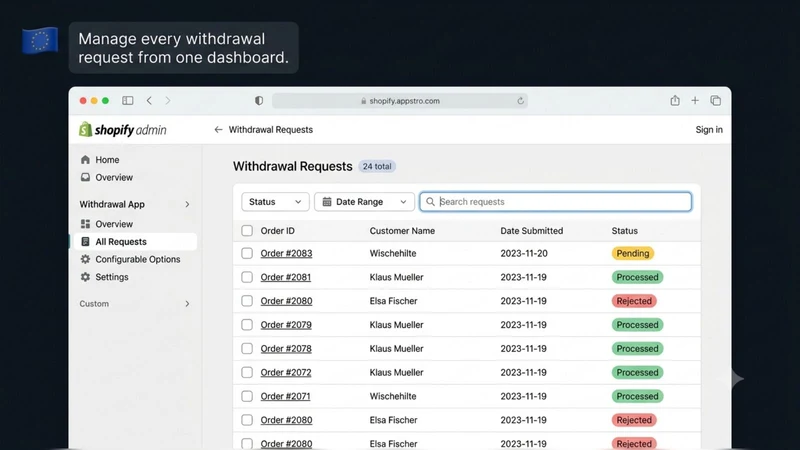 Widerruf: EU Withdrawal Button