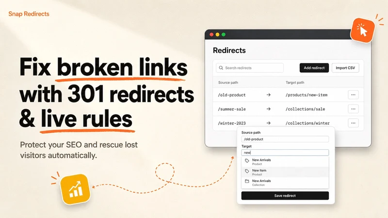 Snap Redirects: 301 & 404s