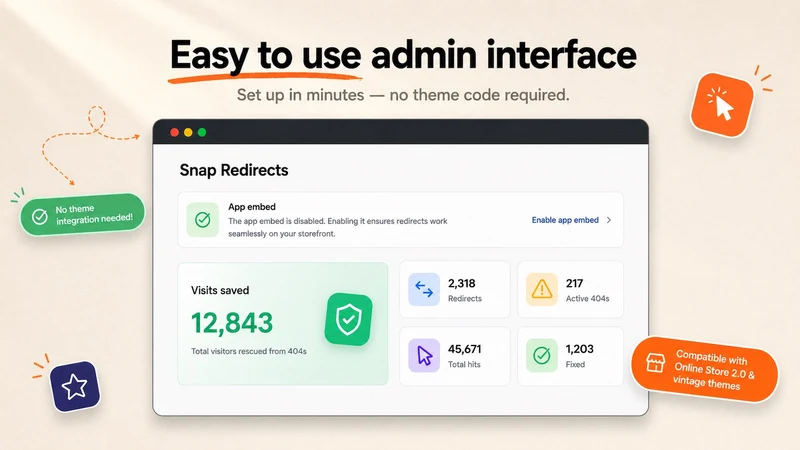 Snap Redirects: 301 & 404s