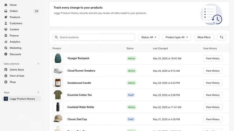 Loggr:Product History & Revert