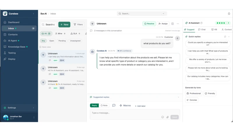 Corebee: AI Chatbot & Support