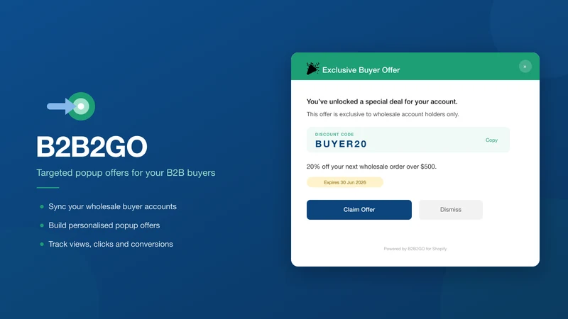 B2B2GO ‑ B2B Popup Offers