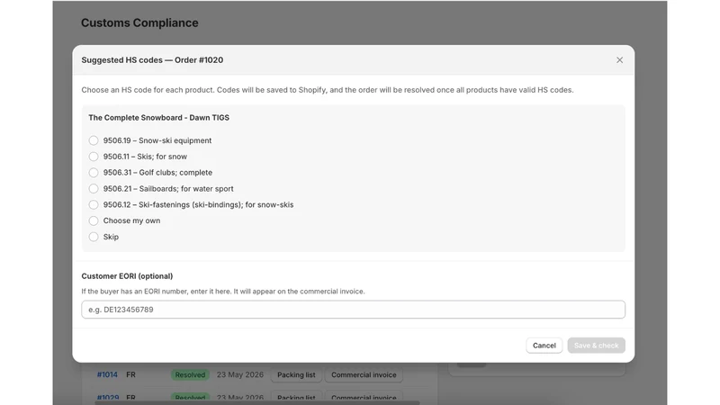 Find HS Codes & Generate Forms