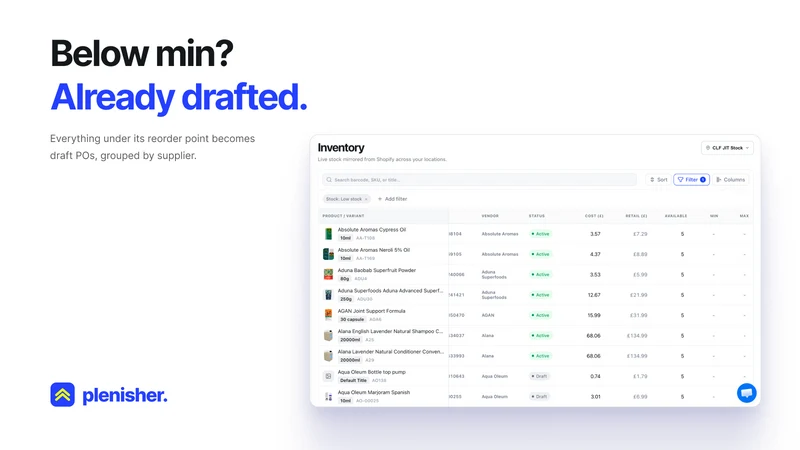Plenisher Inventory Management