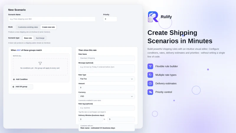 Rulify Shipping Rates & Rules