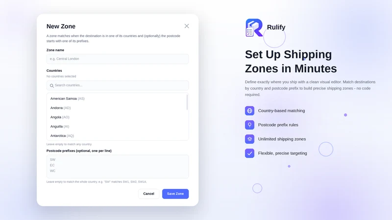 Rulify Shipping Rates & Rules
