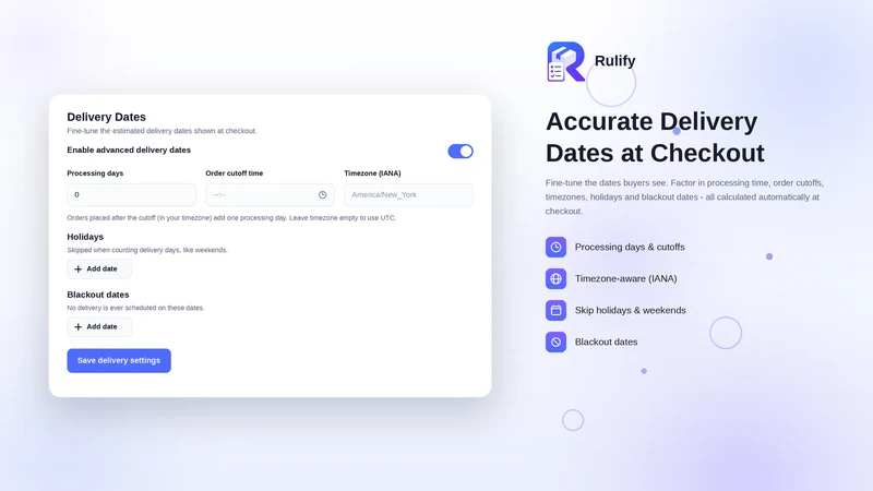 Rulify Shipping Rates & Rules