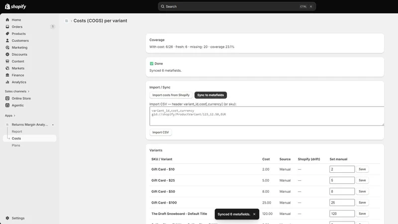 Returns Margin Analytics
