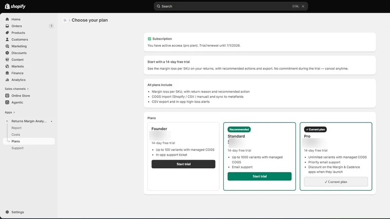 Returns Margin Analytics
