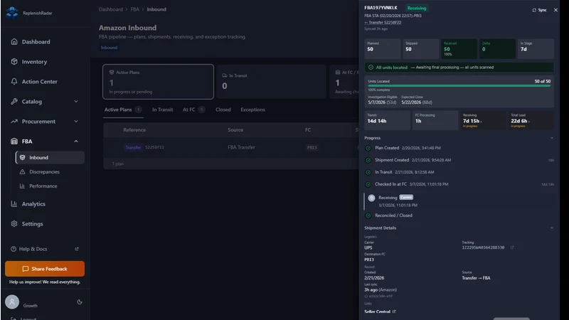 ReplenishRadar Stock Planner