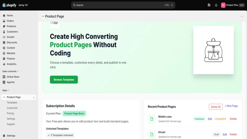 Pagecraft Product Builder