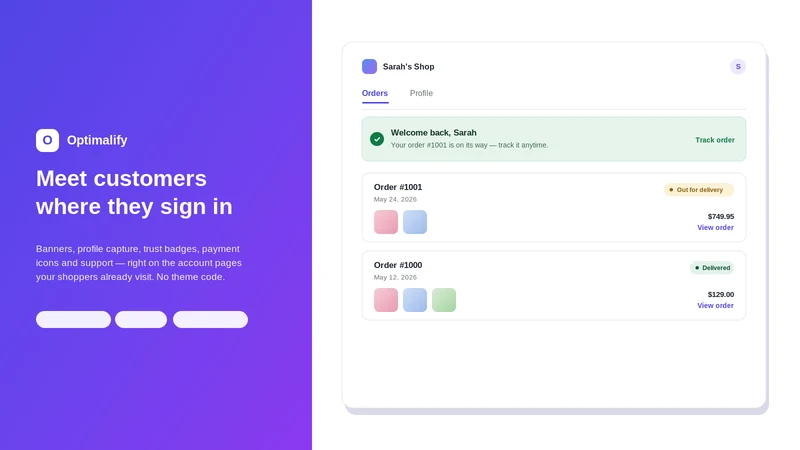 Optimalify Customer Account