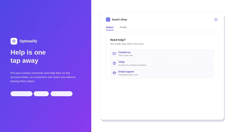 Optimalify Customer Account
