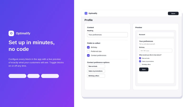 Optimalify Customer Account