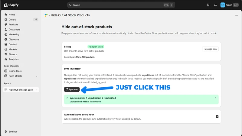 Hide Out of Stock Easy