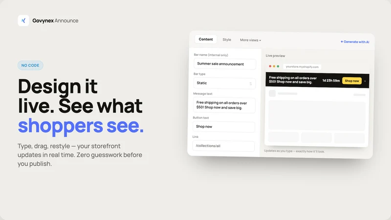 Announcement Bar ‑ Govynex