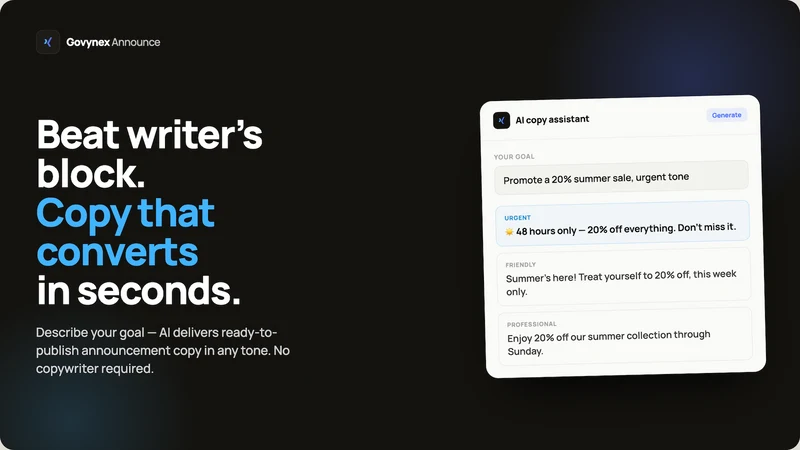 Announcement Bar ‑ Govynex