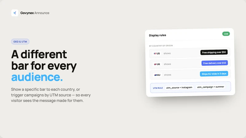 Announcement Bar ‑ Govynex