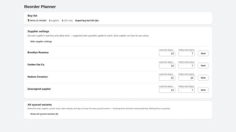 Kijun Reorder Planner
