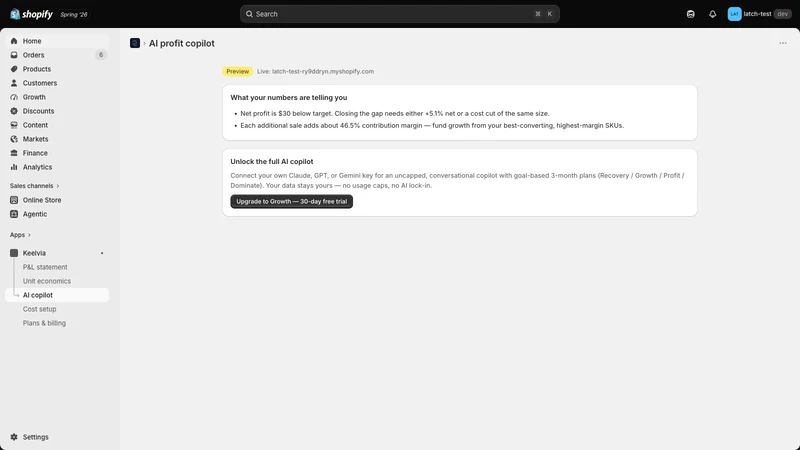 Keelvia: Profit Analytics