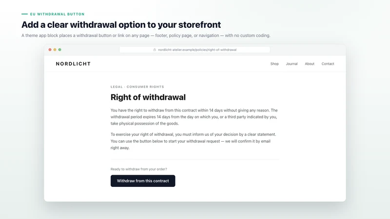 Zentric EU Withdrawal Button