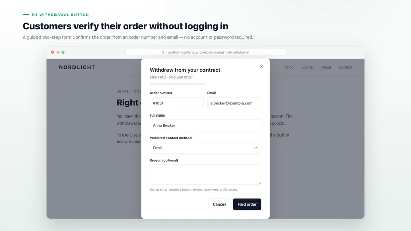 Zentric EU Withdrawal Button