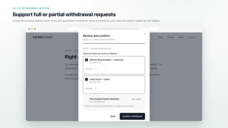 Zentric EU Withdrawal Button