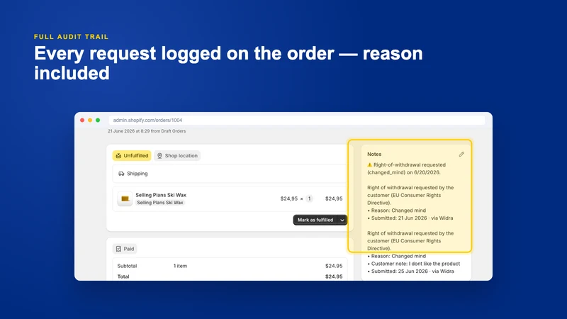 Widra: EU Widerruf Button
