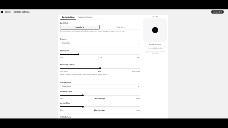 Skroll ‑ Auto Scroll Button