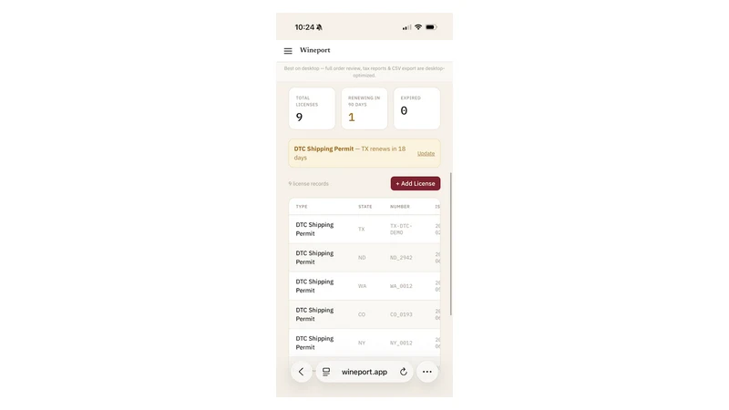 Wineport — DTC Wine Compliance