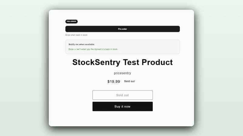StockSentry ‑ Back in Stock